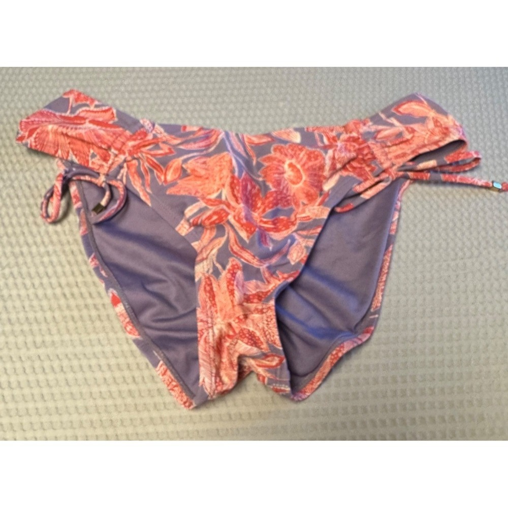 Time And Tru Women's Low‎ Rise Floral Cheeky Swim Bottom  Pink Purple SZ Large
